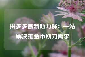 拼多多最新助力群：一站解决推金币助力需求  第1张