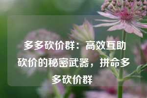  多多砍价群：高效互助砍价的秘密武器，拼命多多砍价群 第1张