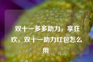  双十一多多助力，享狂欢，双十一助力红包怎么用 第1张