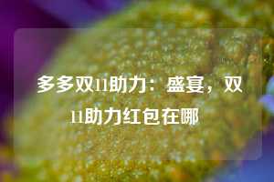  多多双11助力：盛宴，双11助力红包在哪 第1张